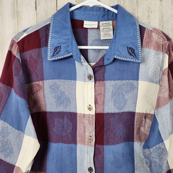White Stag Leaf Patchwork Button Down Shirt Size 16W - Picture 4 of 8